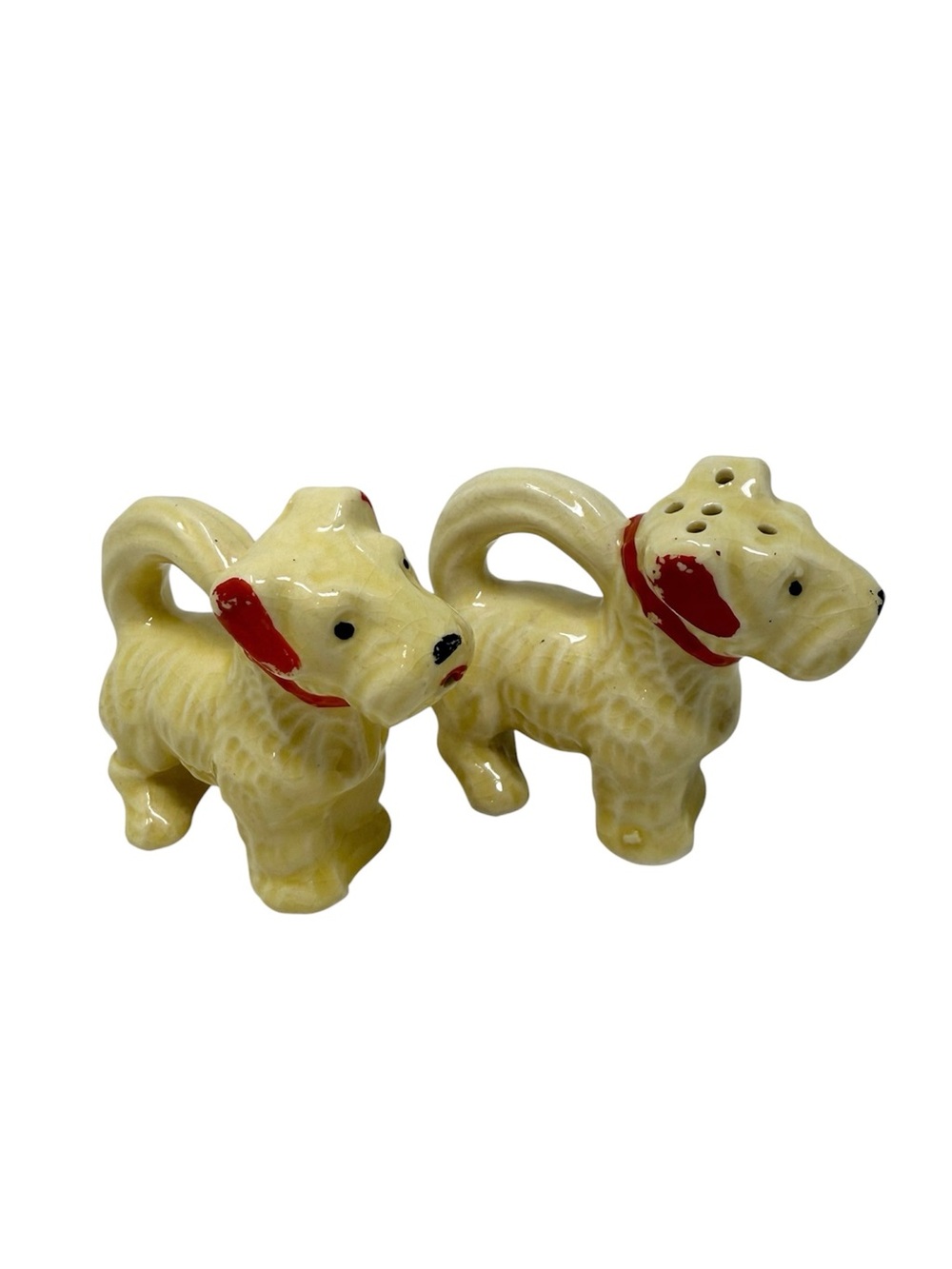 Vintage Japan Scottish Terrier Scottie Dog Salt & Pepper Shakers w/ Handle